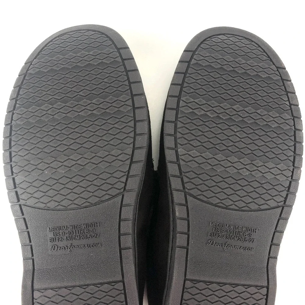 Dearfoams Slippers Men's Size 9-10 W Medium Wide Brown Memory Foam Moccasins EUC
